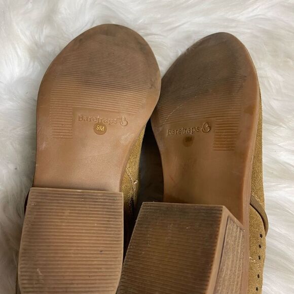 BARETRAPS Greta Suede Leather tan Western Cut-Out Cowboy Ankle Boots SZ9M - Picture 9 of 11
